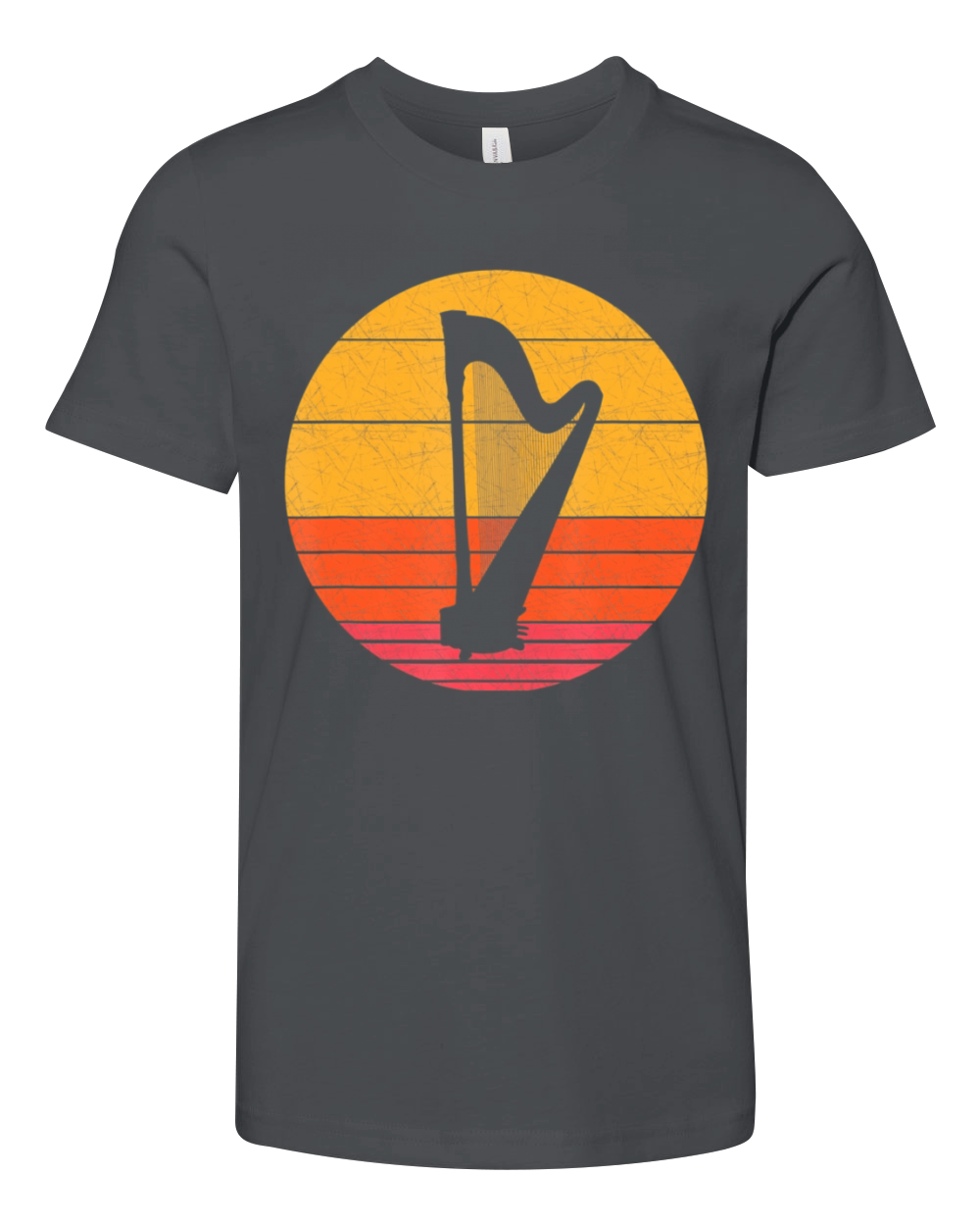 Retro Harp Musical instrument Vintagetyle Music Youth Unisex Jersey Tee