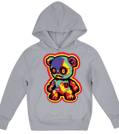 Horror Scary Bear Halloween Jigsaw Bear Kids Hoodie