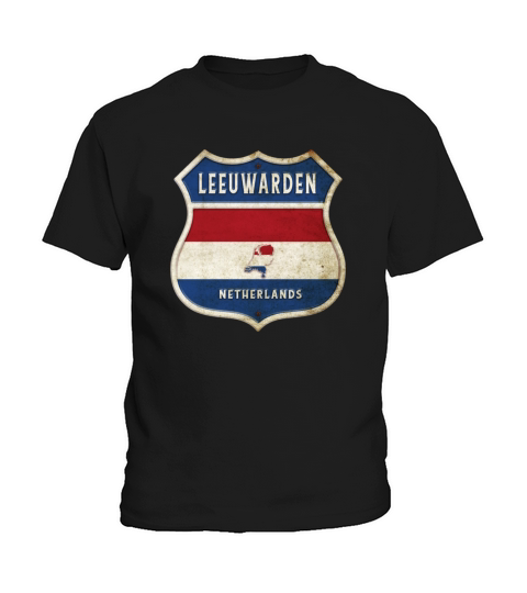 Leeuwarden Netherlands flag coat of arms design Kids T-Shirt