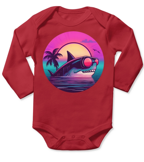 80s 90s Shark Lovers Vintage Long Sleeve Baby One-Piece