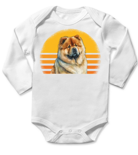 Chow Chow Dog Retro Vintage Long Sleeve Baby One-Piece