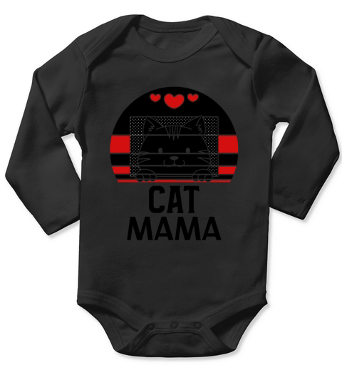 Distressed Cat Mom Shirt Vintage 80s Style Retro Long Sleeve Baby One-Piece