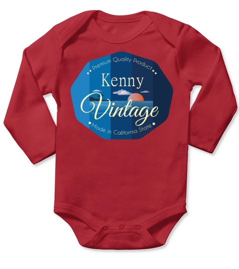 Kenny First Name Vintage Blue Long Sleeve Baby One-Piece