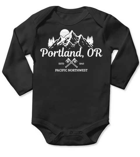 Portland Oregon PNW Pacific Northwest Vintage Long Sleeve Baby One-Piece