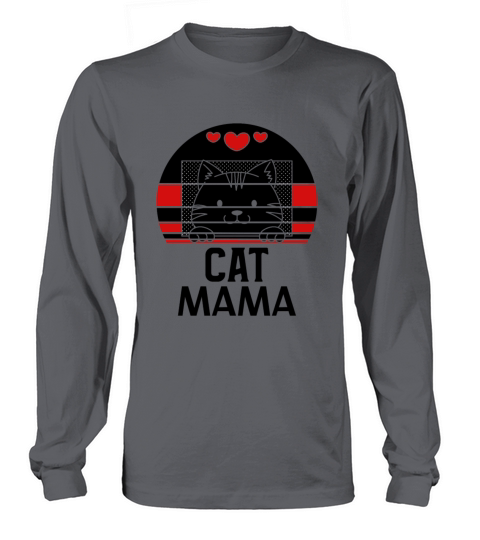 Distressed Cat Mom Shirt Vintage 80s Style Retro Long sleeved Unisex