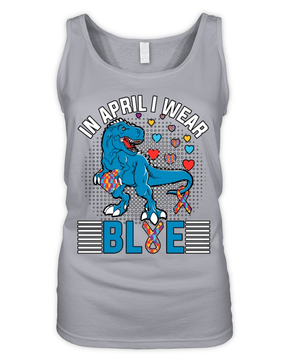 In April I Wear Blue Dinosaur Autism Organic Women's Tank Top