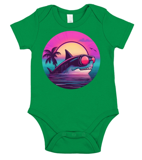 80s 90s Shark Lovers Vintage Short Sleeve Baby One-Piece