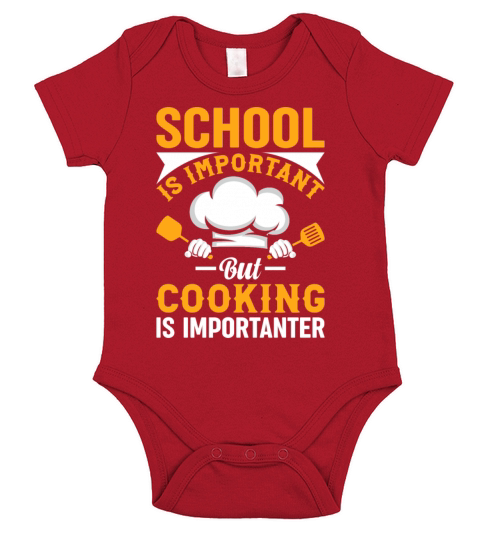 School Is Important But Cooking Is Importanter Foo Short Sleeve Baby One-Piece
