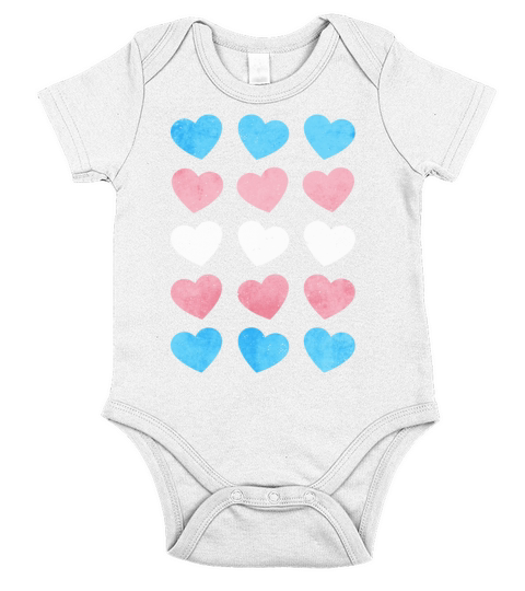 Transgender Pride Trans Flag Hearts Subtle LGBTQ Short Sleeve Baby One-Piece