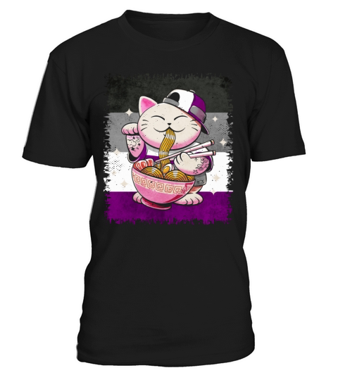 Asexual Pride Ace Flag Japanese Ramen Cat Sublte T-Shirt Unisex