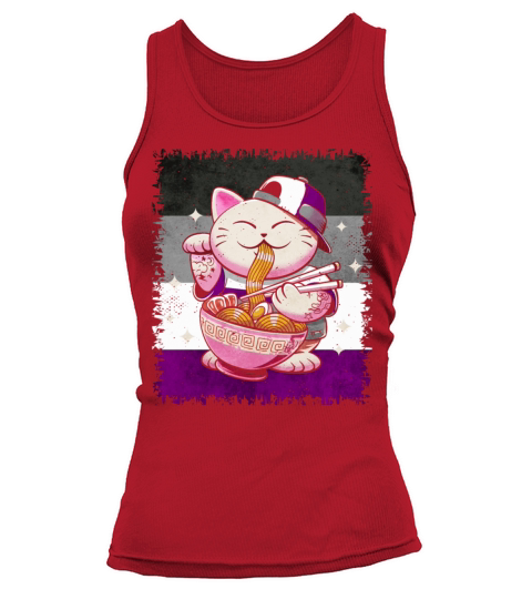 Asexual Pride Ace Flag Japanese Ramen Cat Sublte Tank top Woman