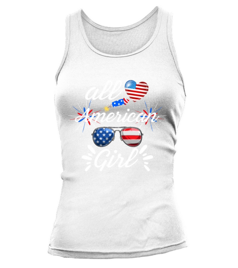 Womens All American Girl Usa Flag 4th Of July Tank top Woman