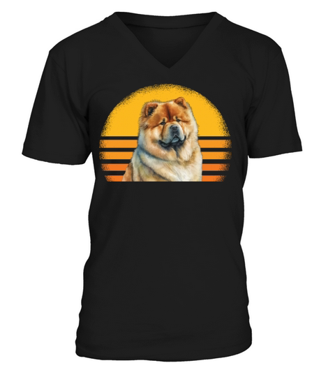 Chow Chow Dog Retro Vintage V-Neck T-shirt