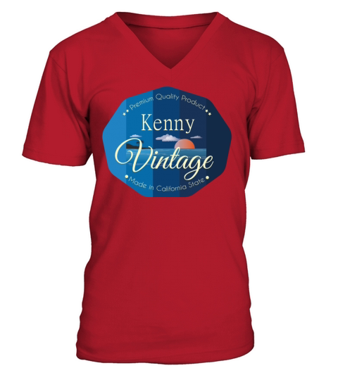 Kenny First Name Vintage Blue V-Neck T-shirt