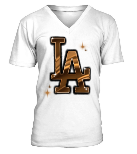 LA Brown and Black - Airbrush V-Neck T-shirt