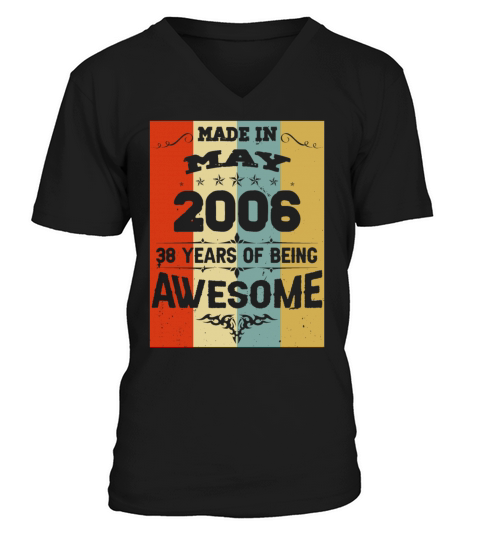 May 2006 Vintage Birthday Present V-Neck T-shirt