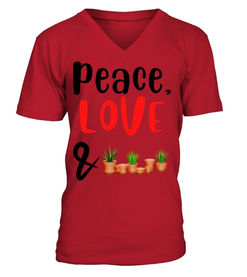 Peace Love and Plants V-Neck T-shirt