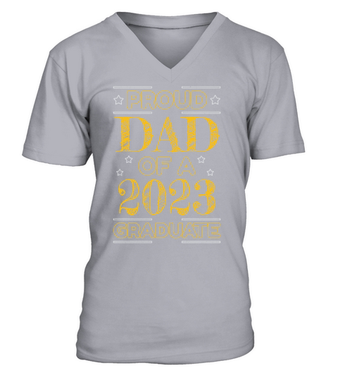 Proud Dad Papa Graduate Graduating 2023 Graduation V-Neck T-shirt