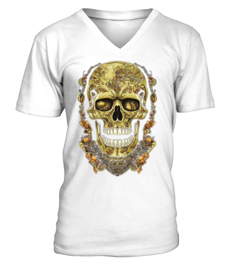 skull V-Neck T-shirt