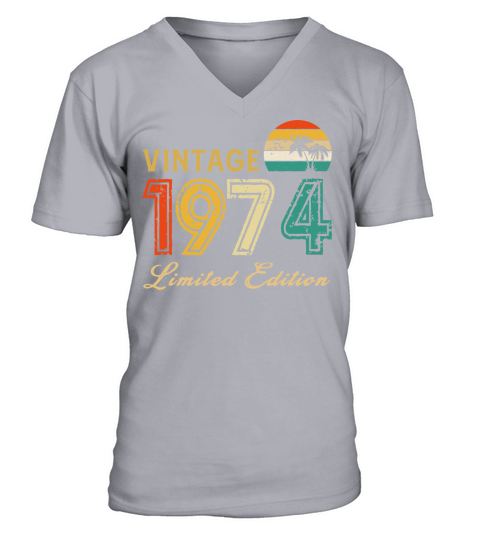 Vintage 1974 Limited Edition Made In 1974 Birthday V-Neck T-shirt