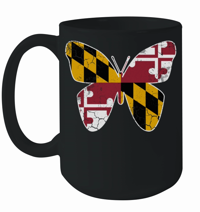 Maryland Flag Butterfly Butterflies Art Vintage Ceramic Mug