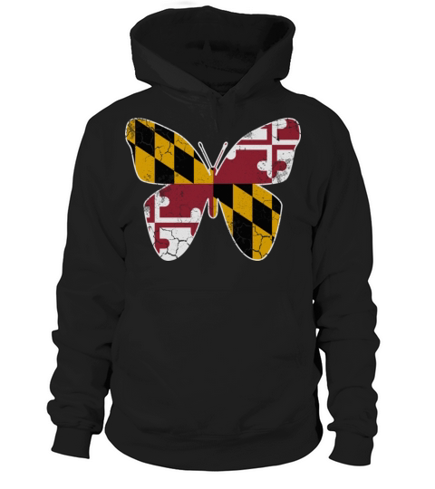 Maryland Flag Butterfly Butterflies Art Vintage Hoodie Unisex