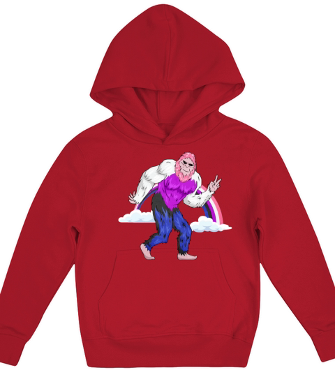 Gender Fluid Pride Flag Rainbow Bigfoot Sasquatch Kids Hoodie