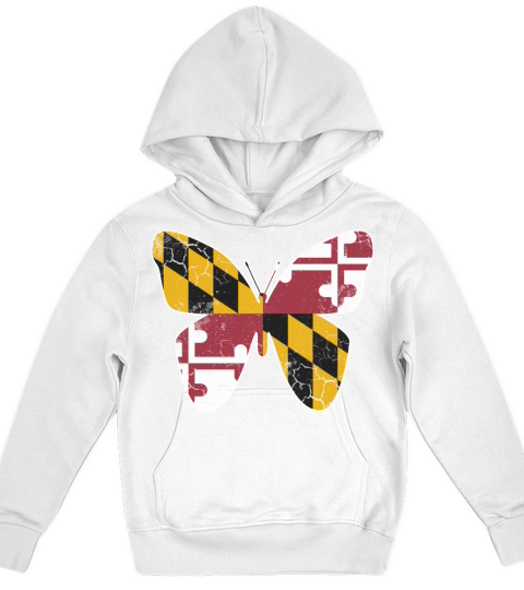 Maryland Flag Butterfly Butterflies Art Vintage Kids Hoodie