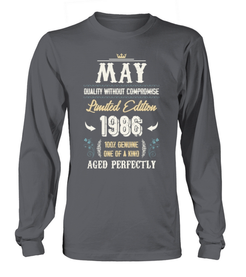 May 1986 Vintage Birthday Present Long sleeved Unisex