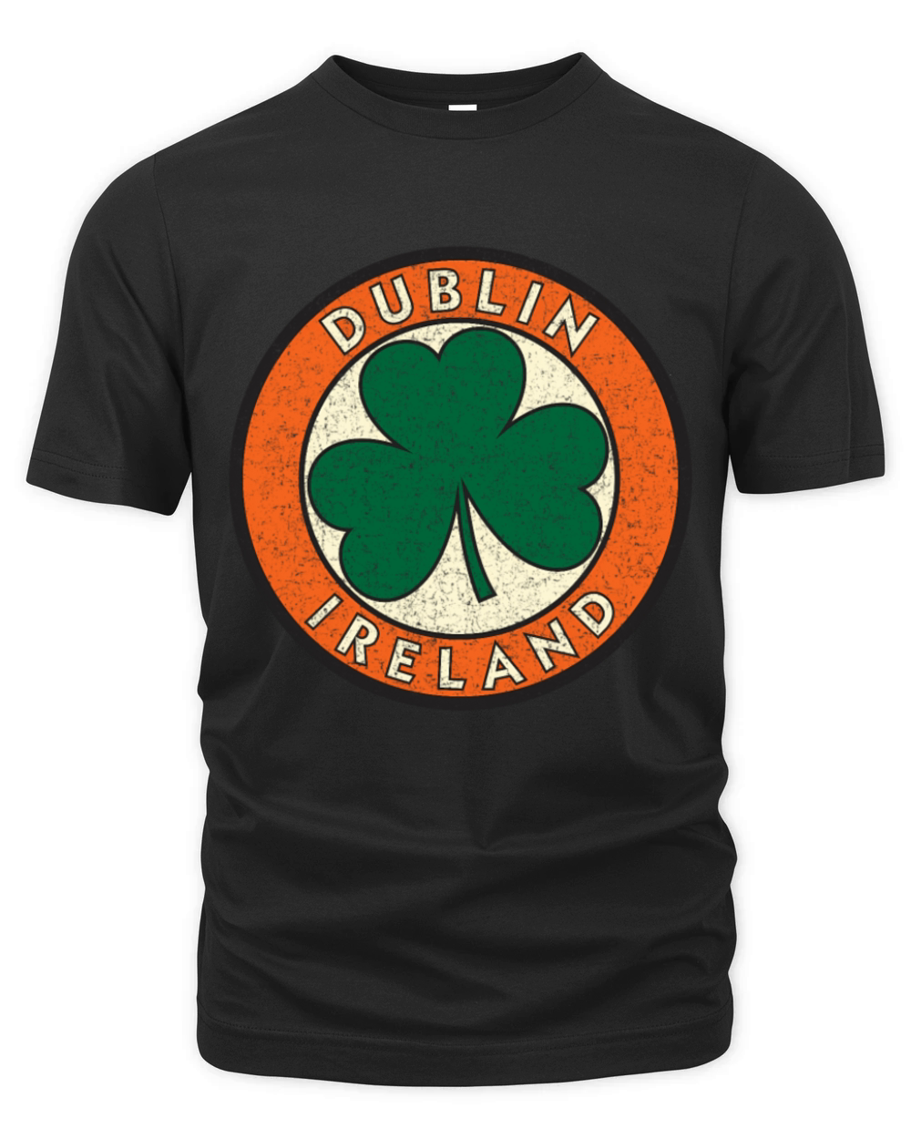 Dublin Ireland Shamrock Road Sign Distressed Print Organic Unisex T-shirt