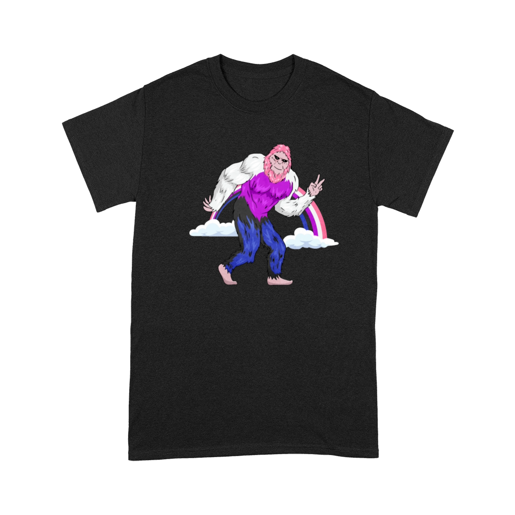 Gender Fluid Pride Flag Rainbow Bigfoot Sasquatch Premium T-shirt