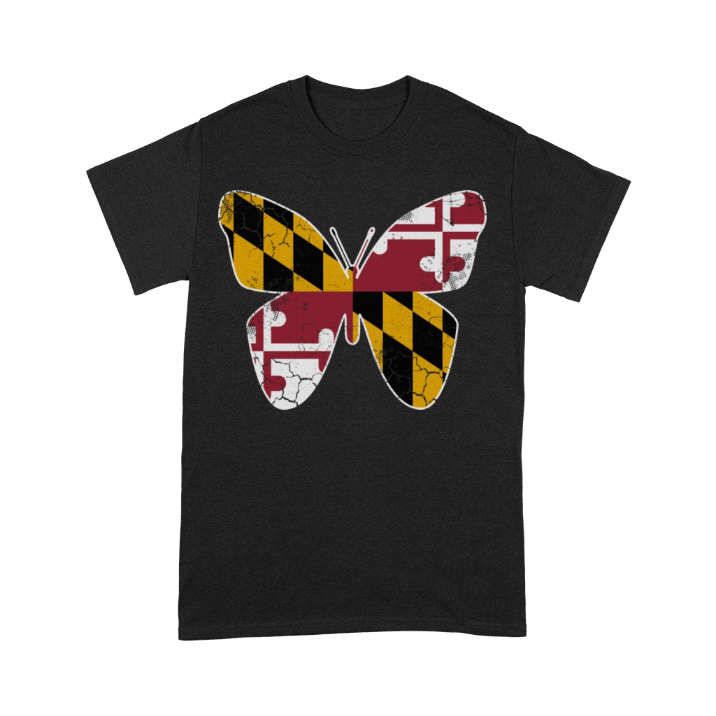 Maryland Flag Butterfly Butterflies Art Vintage Premium T-shirt