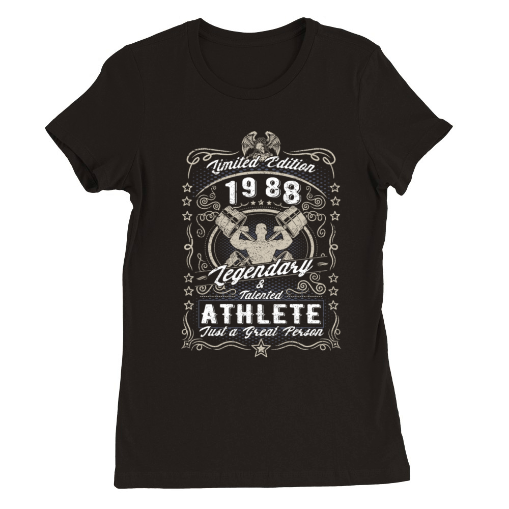 Vintage 1988 Fitness Birthday Gift Sport Hobby Premium Womens Crewneck T-shirt