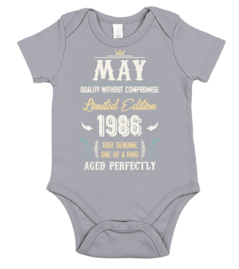 May 1986 Vintage Birthday Present Short Sleeve Baby One-Piece