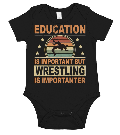 Wrestler Vintage School Important Wrestling More Short Sleeve Baby One-Piece