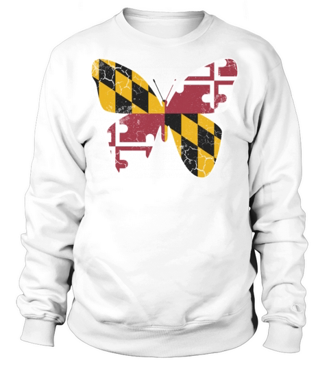 Maryland Flag Butterfly Butterflies Art Vintage Sweatshirt Unisex