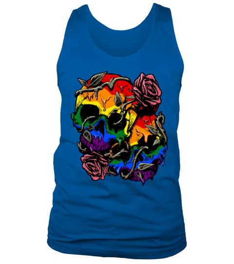 Gay Pride Rainbow Flag Skull Roses Subtle LGBTQ Tank Top Unisex