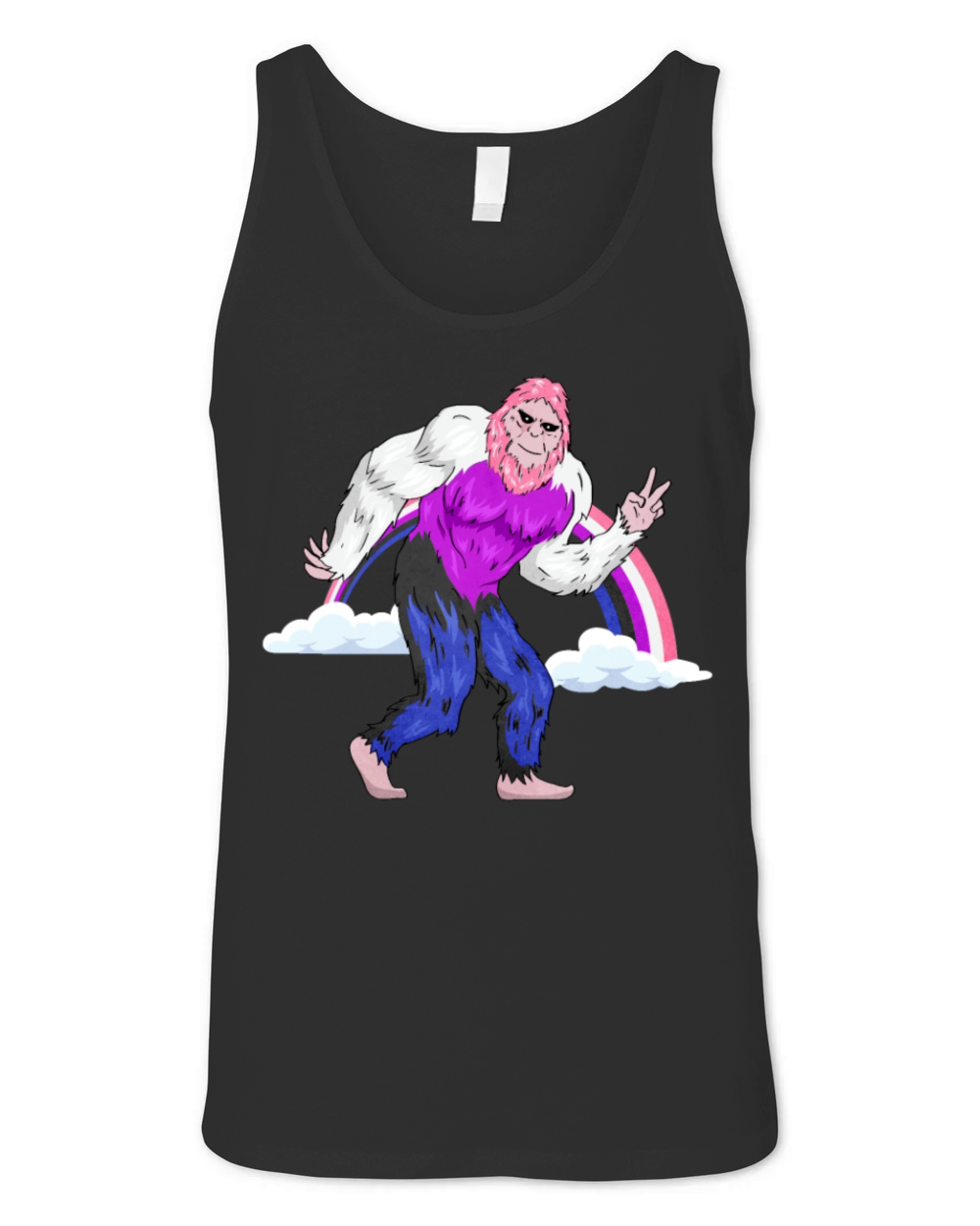 Gender Fluid Pride Flag Rainbow Bigfoot Sasquatch Unisex Jersey Tank
