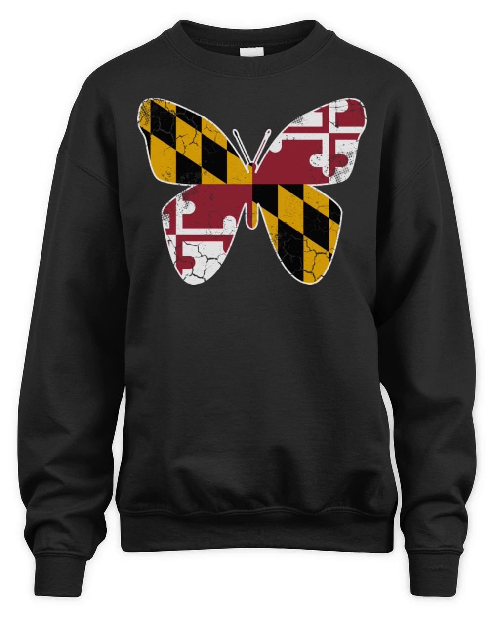 Maryland Flag Butterfly Butterflies Art Vintage Unisex Premium Crewneck Sweatshirt