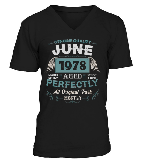 June 1978 Vintage Birthday Present V-Neck T-shirt