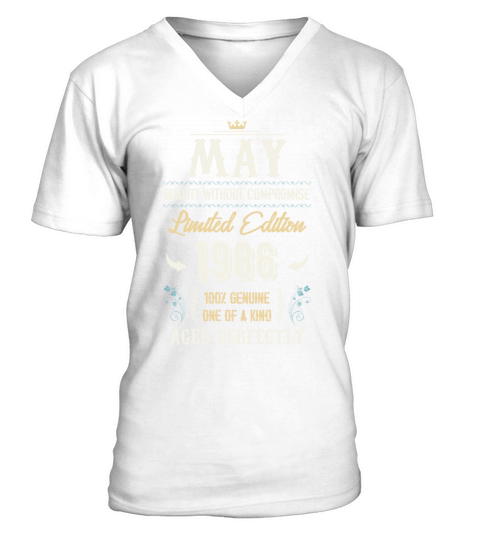 May 1986 Vintage Birthday Present V-Neck T-shirt