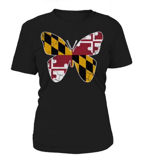 Maryland Flag Butterfly Butterflies Art Vintage Women's T-Shirt