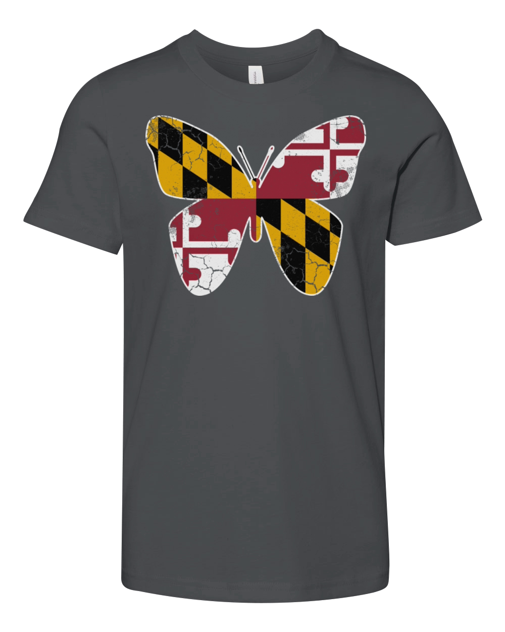 Maryland Flag Butterfly Butterflies Art Vintage Youth Unisex Jersey Tee