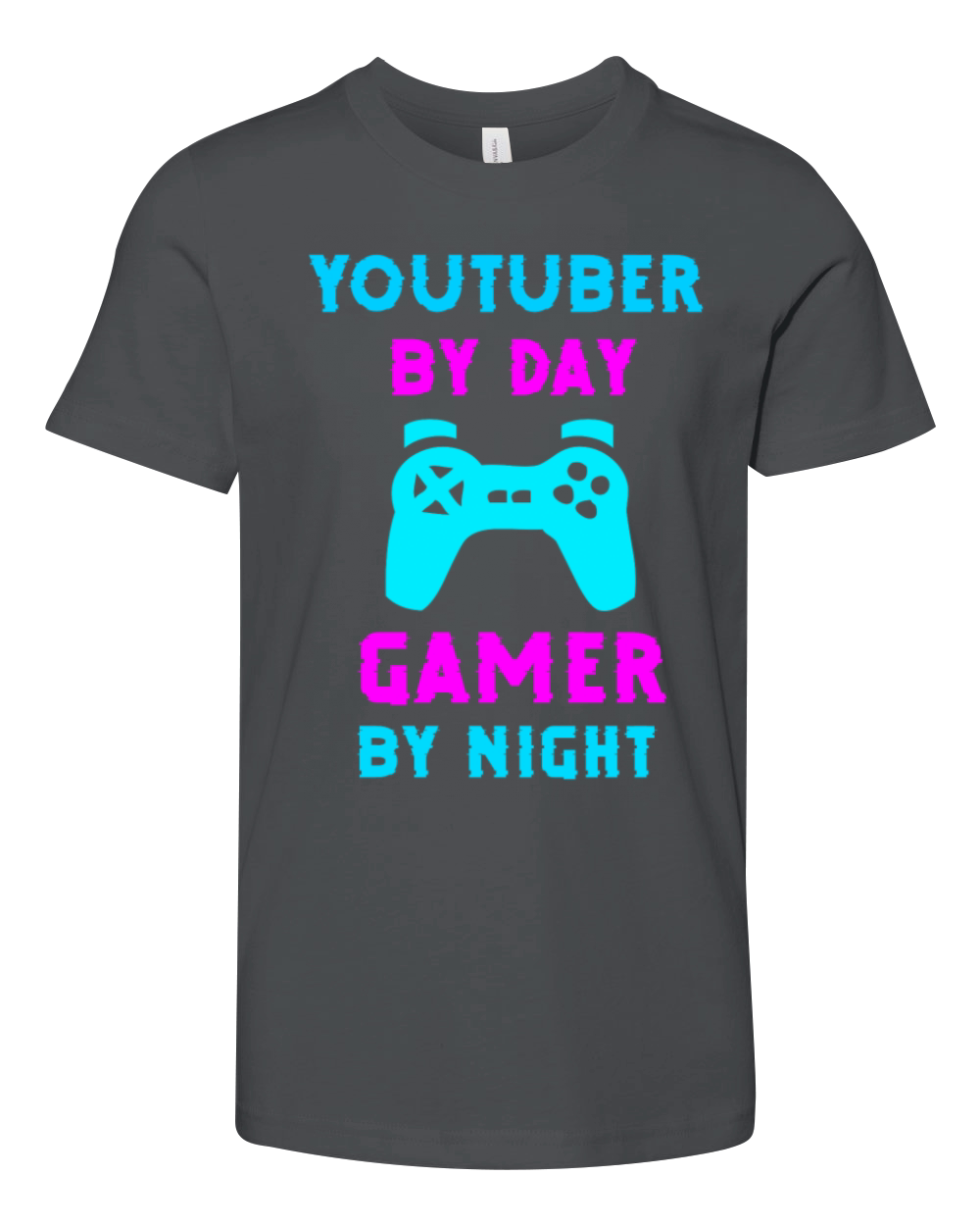 Youtuber by day gamer by night Youth Unisex Jersey Tee