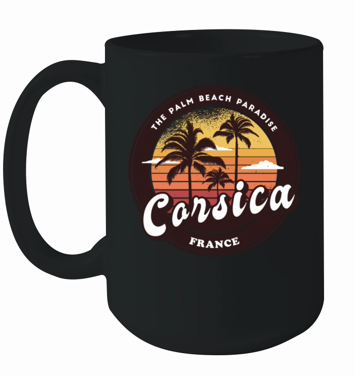 Corsica France palm trees vintage design Ceramic Mug