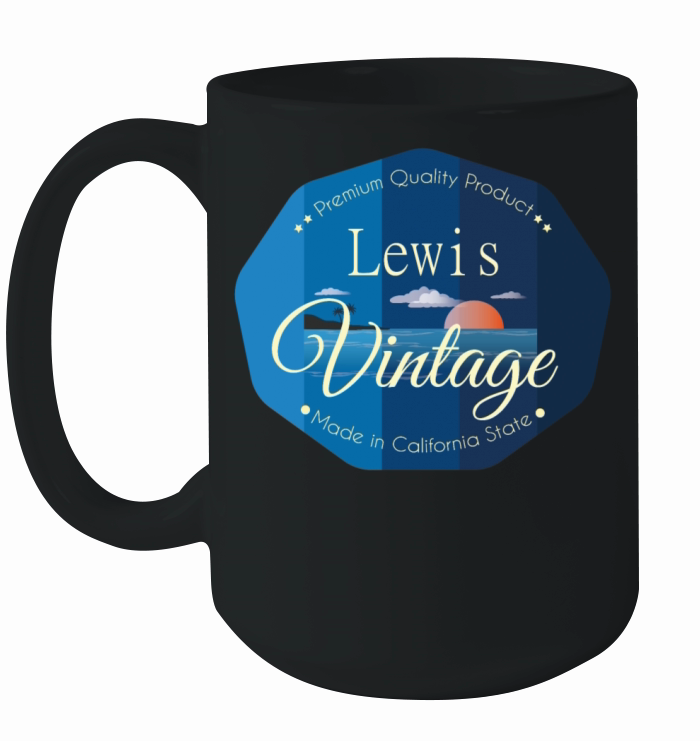 Lewis First Name Vintage Blue Ceramic Mug