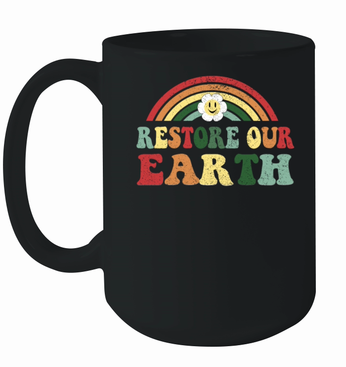 Vintage Design Restore Our Earth - Earth Day Ceramic Mug