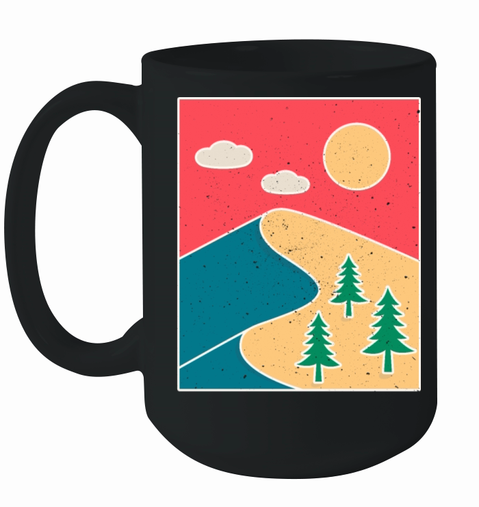 Vintage Hiking Gift with Mountain Landscape Ceramic Mug
