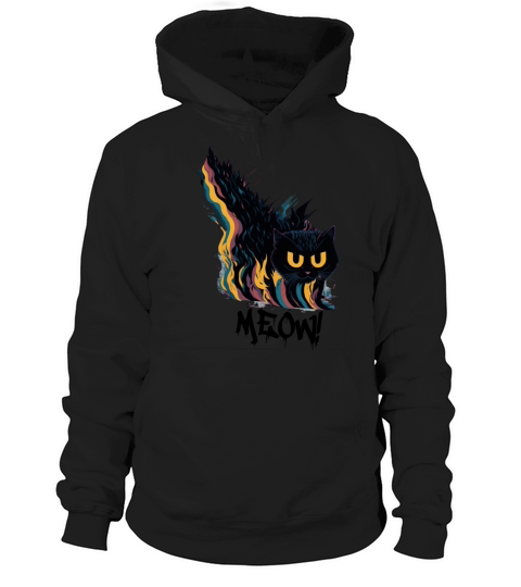 Cute Vintage Meow Angry Cat Colorful Art Design Hoodie Unisex