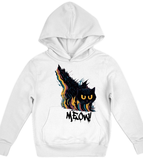 Cute Vintage Meow Angry Cat Colorful Art Design Kids Hoodie